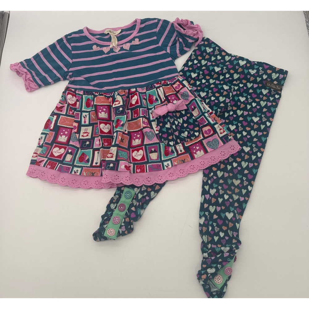 MATILDA JANE Hearts Stamp Set 4 Teal Top & Leggings